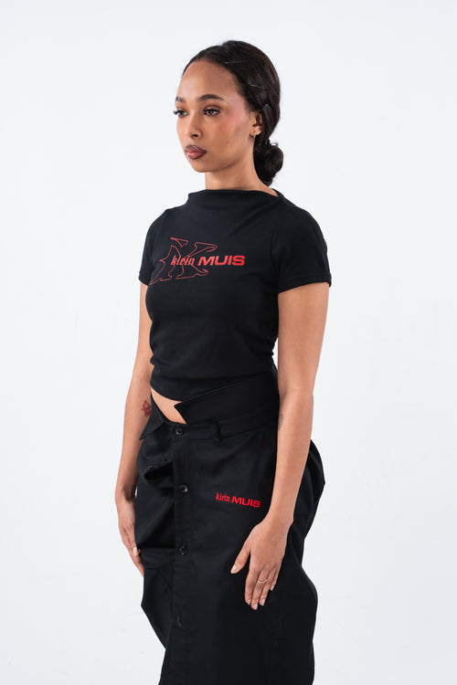 Black Mesh Crop Top