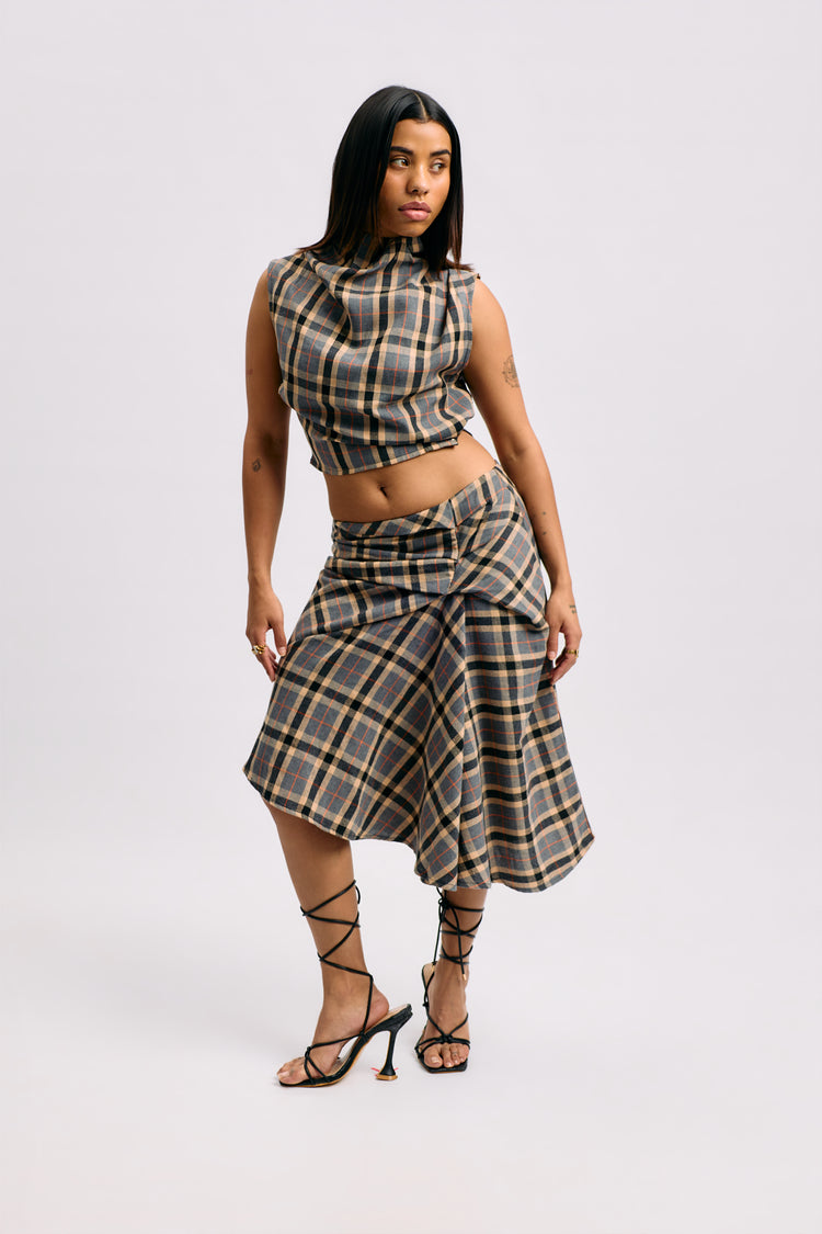 Sleeveless Tartan Crop Top