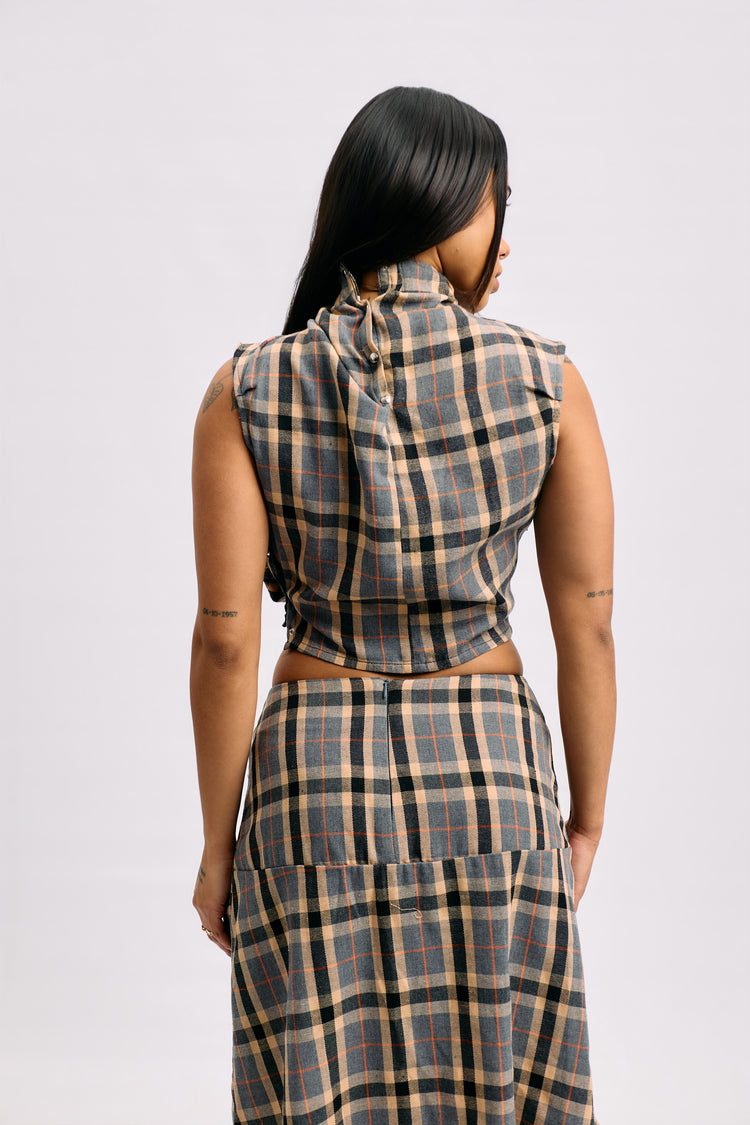 Sleeveless Tartan Crop Top